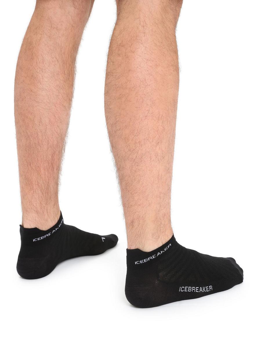 Men's Icebreaker Merino Run+ Ultralight Micro Socks Black / Snow | CA 1911PJJQ